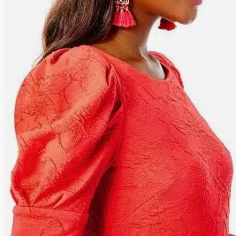 Lilly Pulitzer Vibrant pinkish/red‎ puff Sleeve Dress - Picture 5 of 8